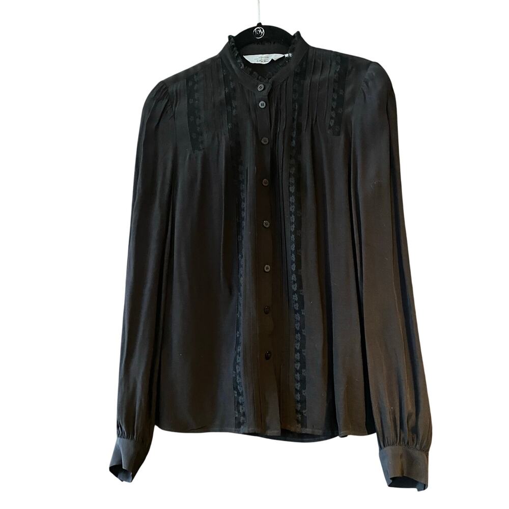 & Other Stories Black Lace Inlay Blouse Size 0
